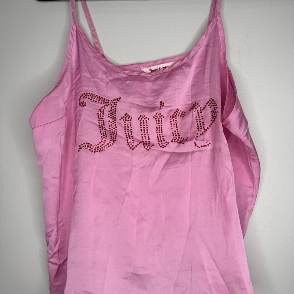 Vintage Y2K Juicy Couture Pink Satin Rhinestone Cami Top Women's M